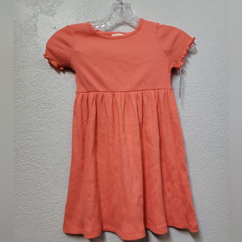 Cat & Jacks Girls Coral Ribbed Kids Dress Nwt